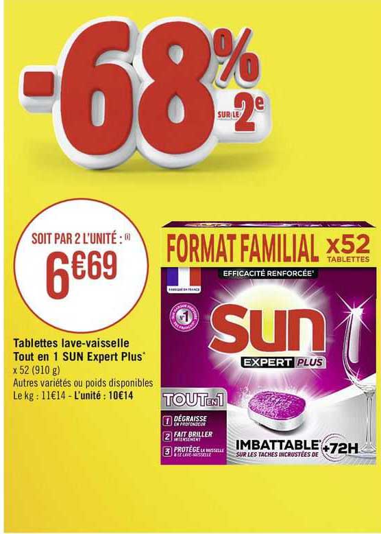 tablettes lave-vaisselle tout en 1 sun expert plus