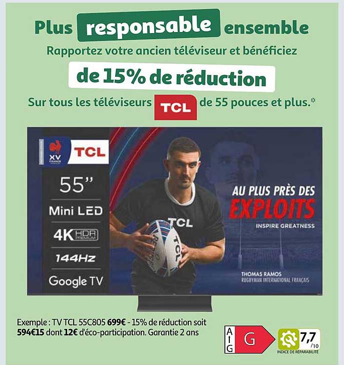 téléviseur tcl de 55 pouces et plus