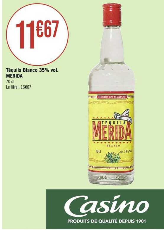 téquila blanco 34% vol. merida