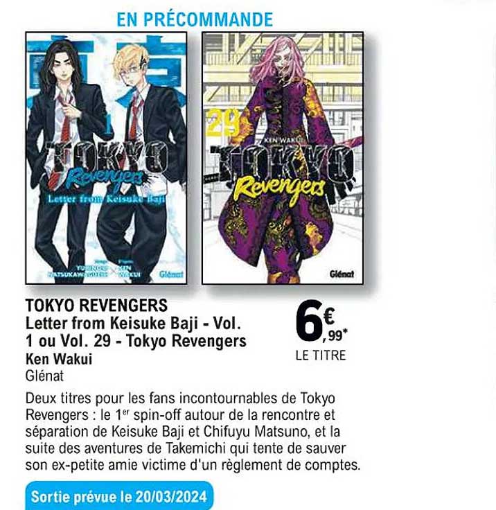 tokyo revengers letter from keisuke baji - vol. 1 ou vol. 29 - tokyo revengers - ken wakui - glénat