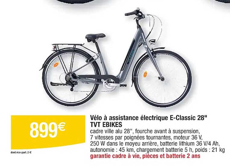vélo à assistance électrique e-classic 28" tvt ebikes