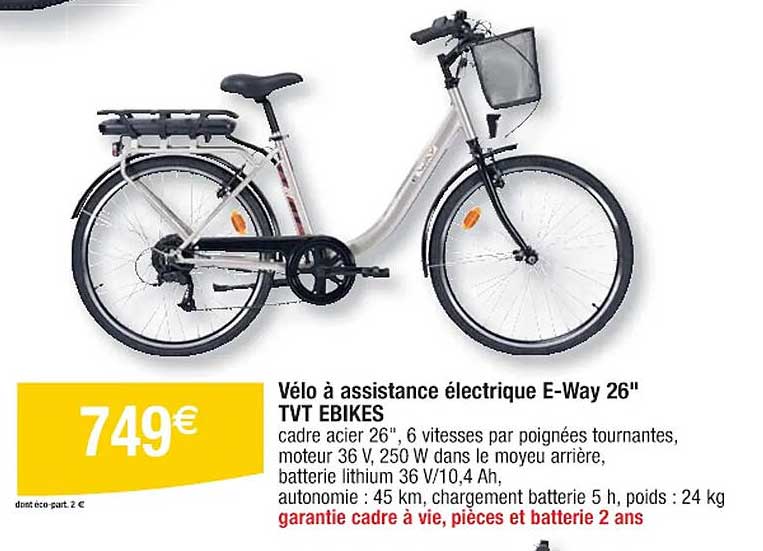 vélo à assistance électrique e-way 26" tvt ebikes