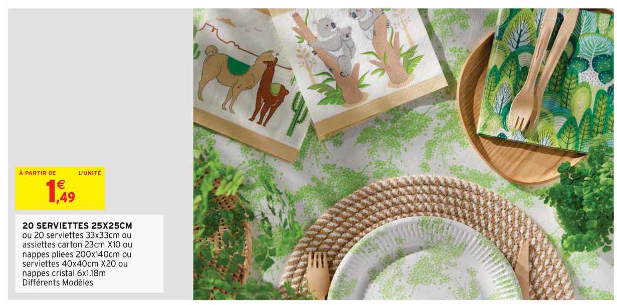 20 Serviettes 25 X 25 Cm