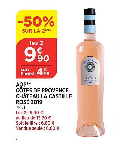 aop côtes de provence château la castille rosé 2019