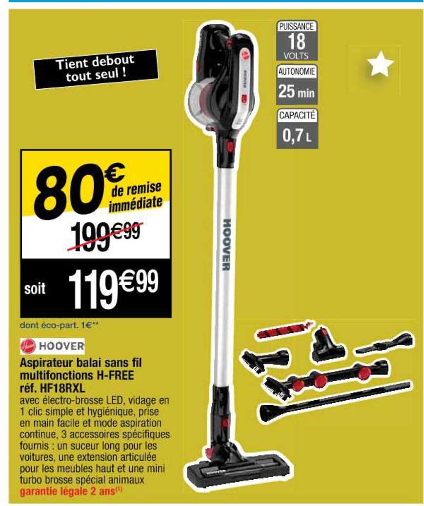 aspirateur balai sans fil multifonctions h-free hoover