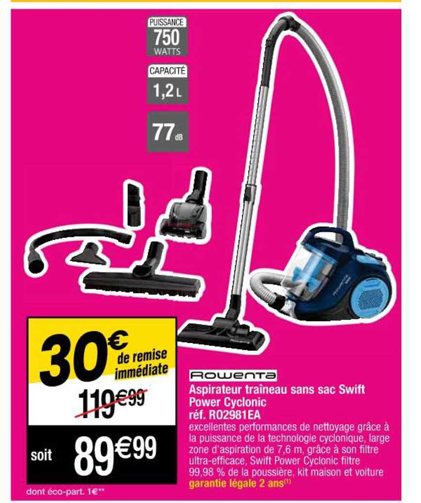 aspirateur traîneau sans sac swift power cyclonic rowenta