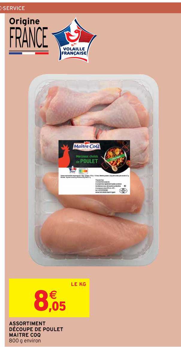 assortiment découpe de poulet maître coq