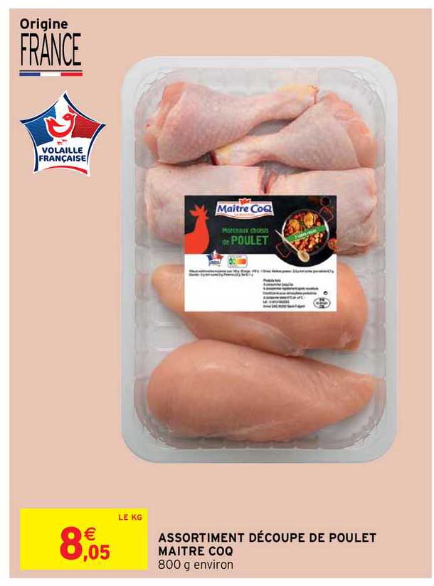 assortiment découpe de poulet maître coq