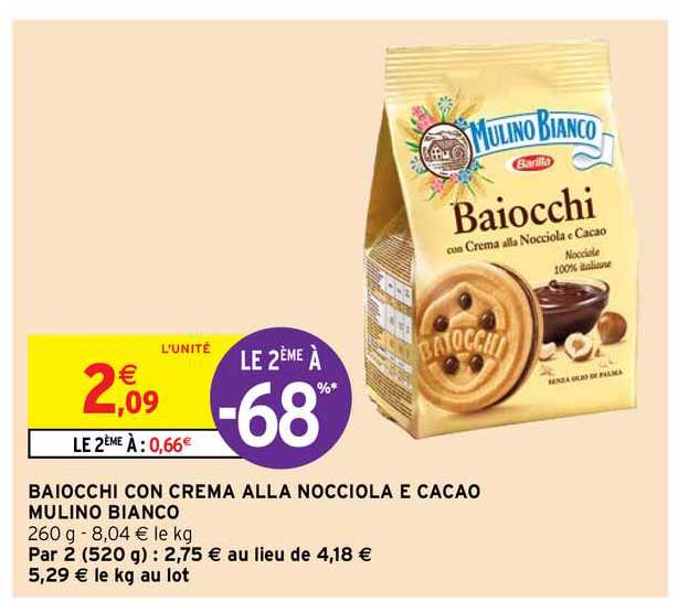 baiocchi con crema alla nocciola e cacao mulino bianco