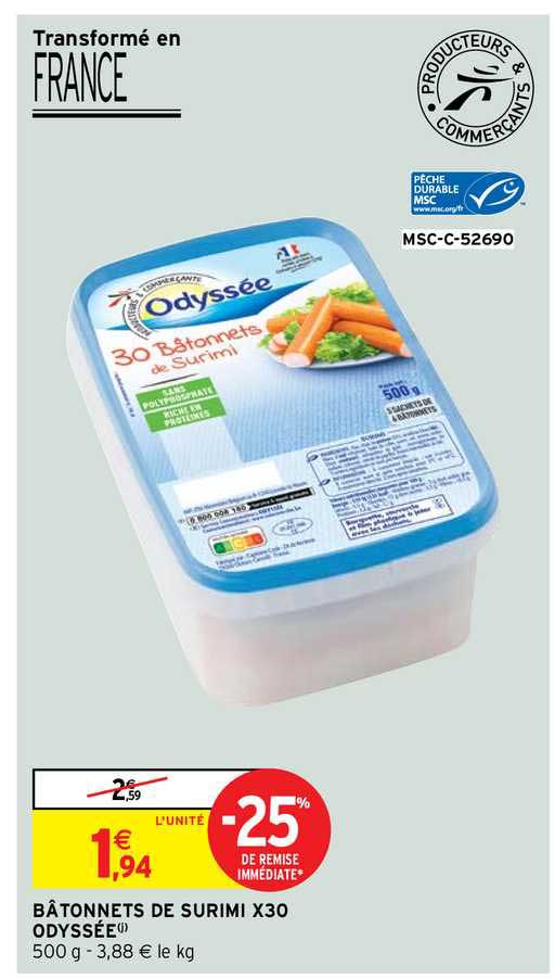 bâtonnets de surimi x30 odyssée
