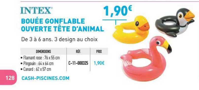 bouée gonflable ouverte tête d'animal intex