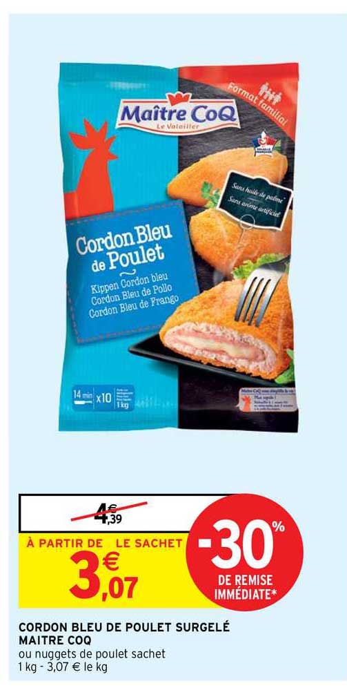 cordon bleu de poulet surgelé maître coq