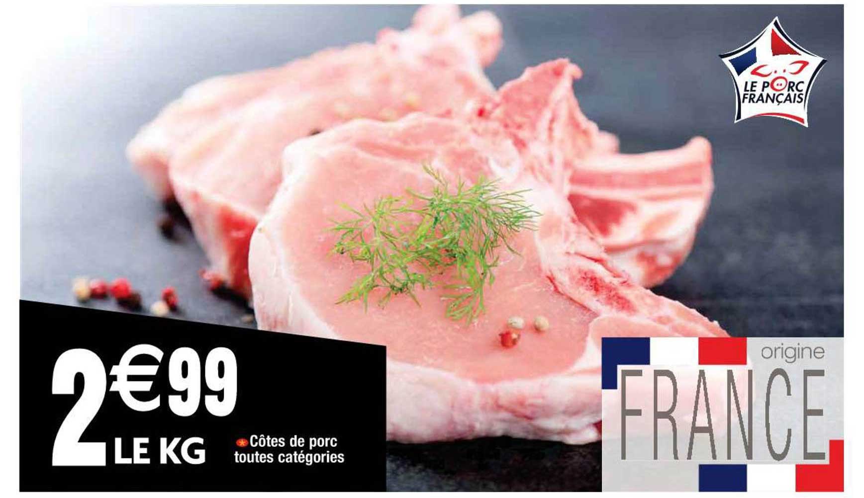 côtes de porc toutes catégories