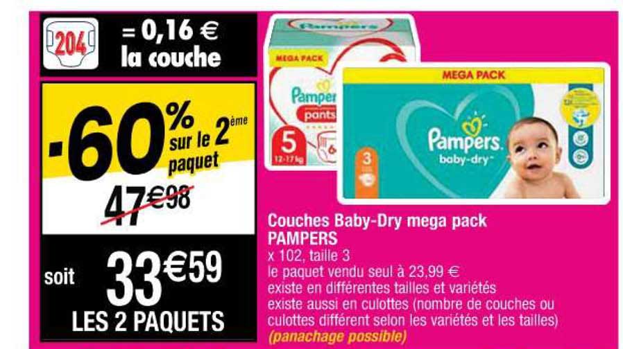 Couches Baby-dry Mega Pack Pampers