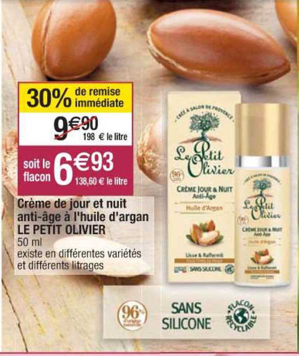 crème de jour et nuit anti-âge à l'huile d'argan le petit olivier