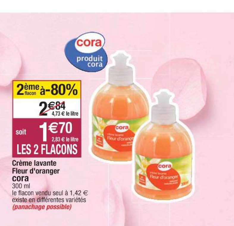 crème lavante fleur d'oranger cora
