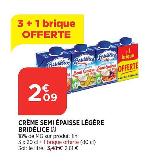 crème semi épaisse légère bridélice