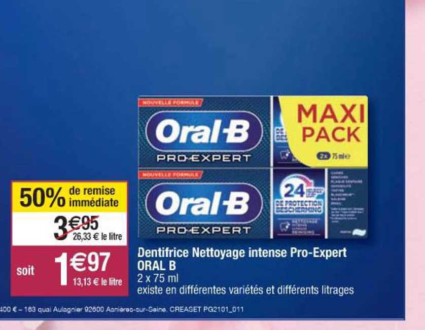 dentifrice nettoyage intense pro-expert oral b