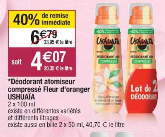 déodorant atomiseur compressé fleur d'oranger ushuaïa