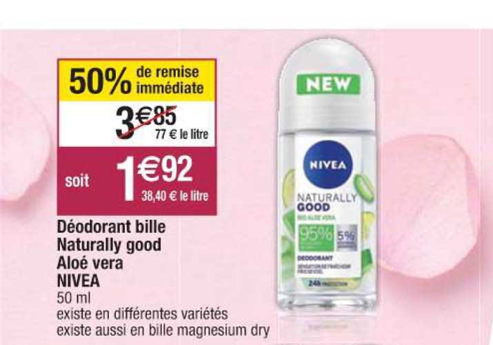 déodorant bille naturally good aloé vera nivea