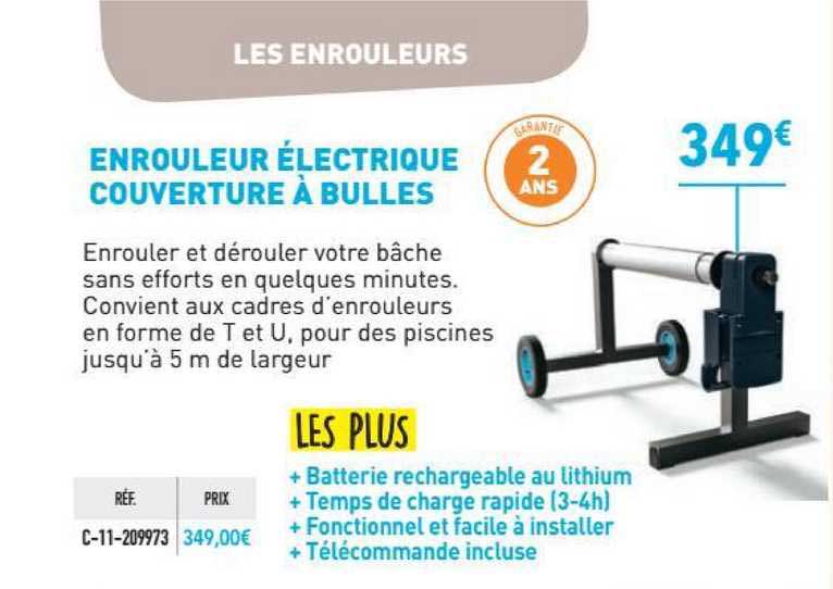 Enrouleur électrique Couverture à Bulles