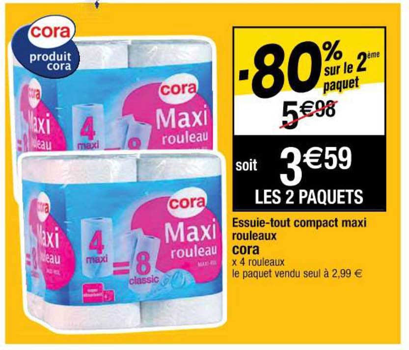 essuie-tout compact maxi rouleaux cora