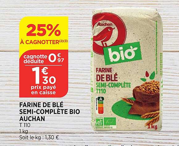 Farine De Blé Semi-complète Bio Auchan