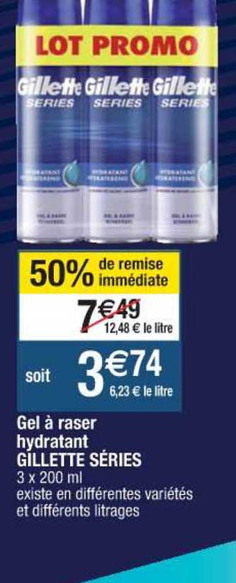 gel à raser hydratant gillette séries
