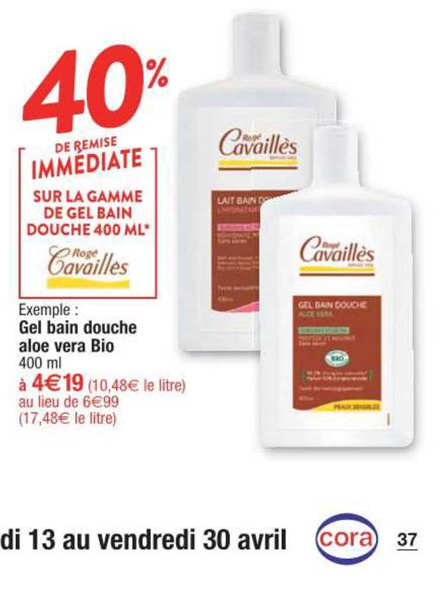 gel bain douche aloe vera bio rogé cavaillès