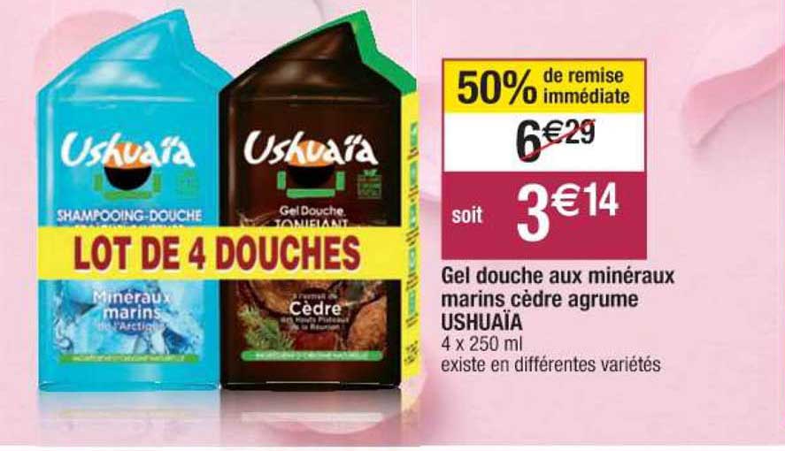 gel douche aux minéraux marins cèdre agrume ushuaïa