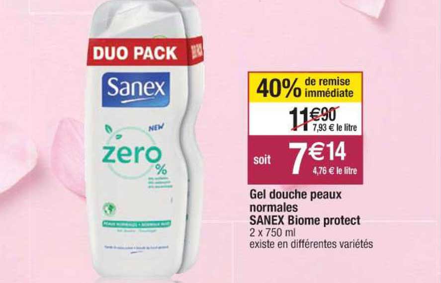 gel douche peaux normales sanex biome protect
