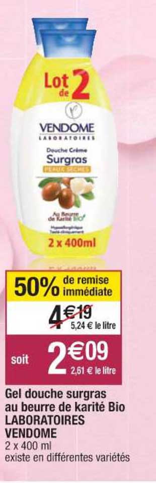 gel douche surgras au beurre de karité bio laboratoires vendome