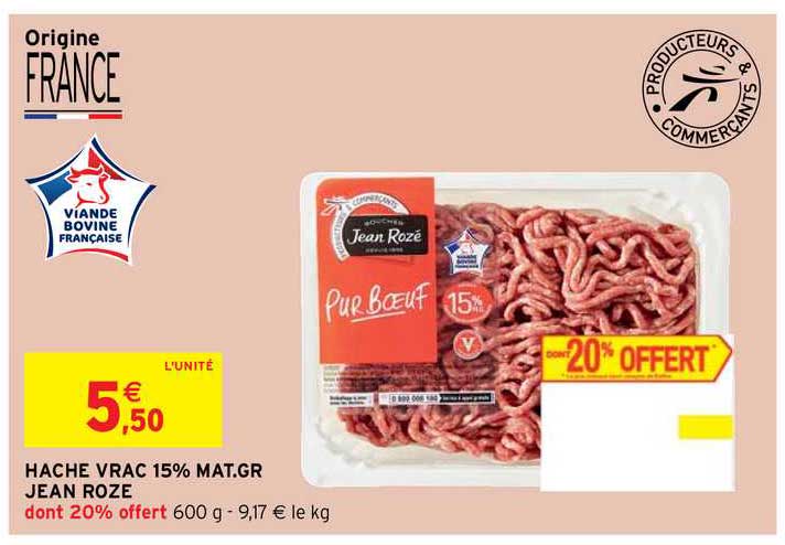 haché vrac 15% mat.gr. jean rozé