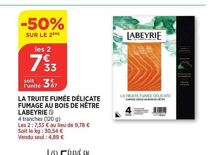 la truite fumée délicate fumage au  bois de hêtre labeyrie
