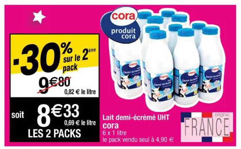 Lait Demi-écrémé Uht Cora
