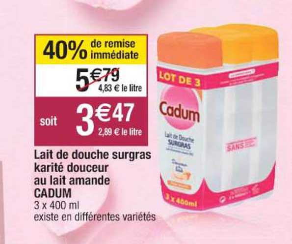 lait douche surgras karité douceur au lait amande cadum