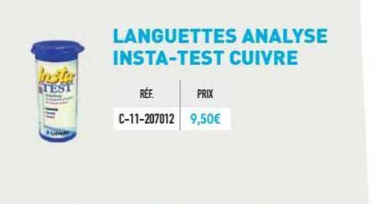 languettes analyse insta-test cuivre