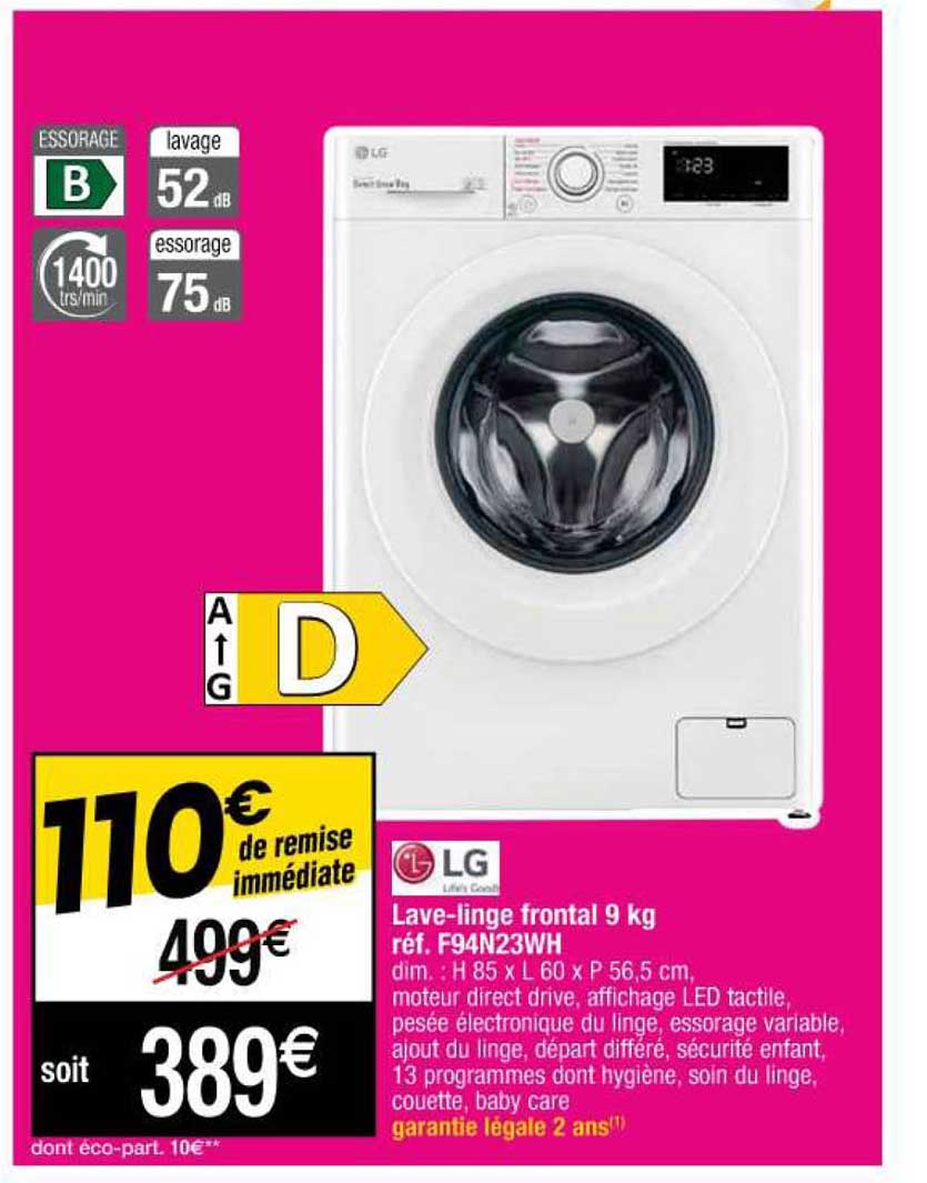 lave-linge frontal 9 kg lg