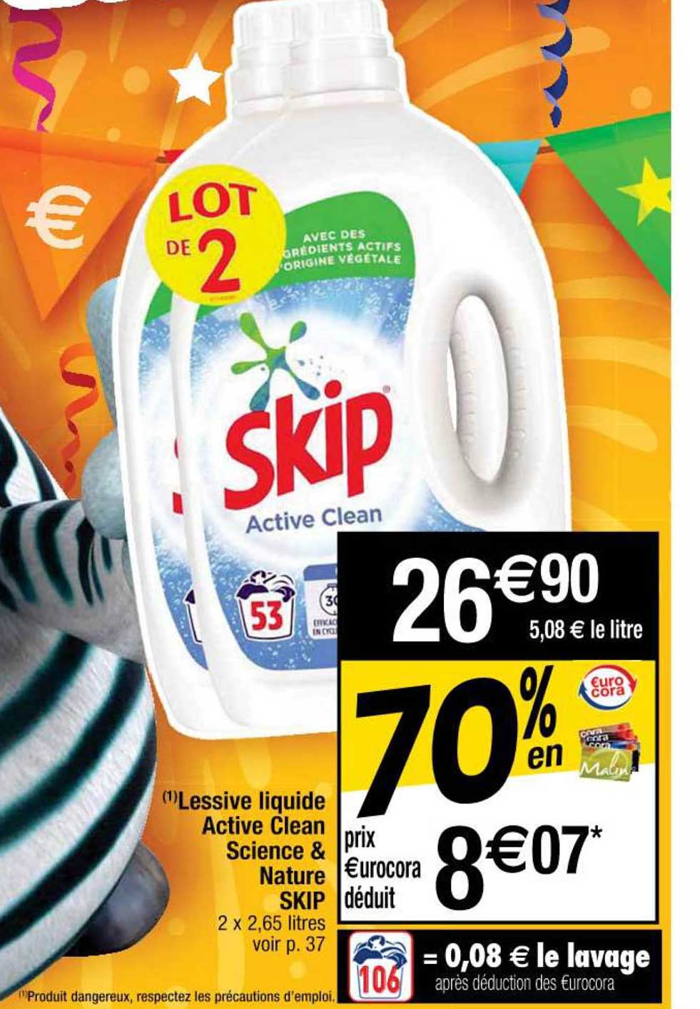 lessive liquide active clean science & nature skip