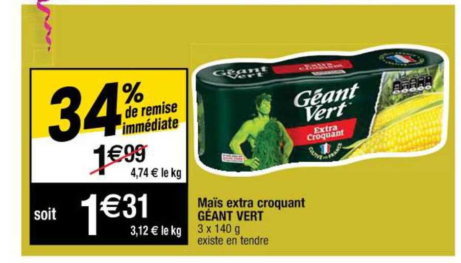 Maïs Extra Croquant Géant Vert