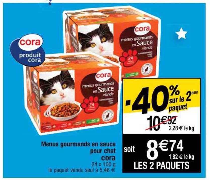 menus gourmands en sauce pour chat cora