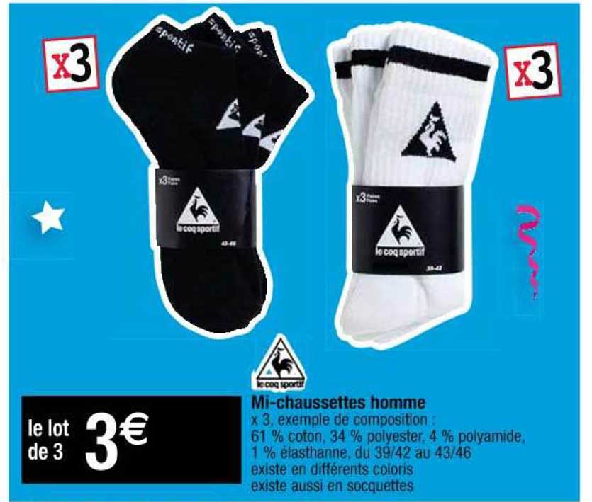 mi-chaussettes homme le coq sportif