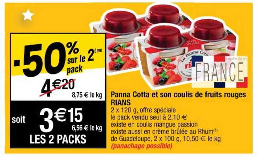 panna cotta et son coulis de fruits rouges rians