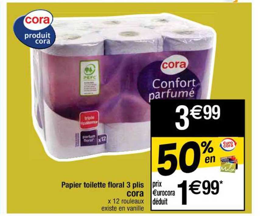 papier toilette floral 3 plis cora