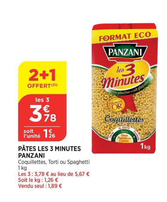 Pâtes Les 3 Minutes Panzani