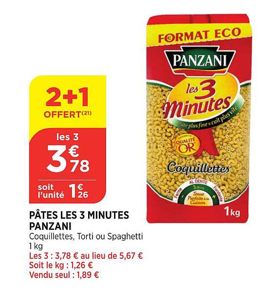 pâtes les 3 minutes panzani