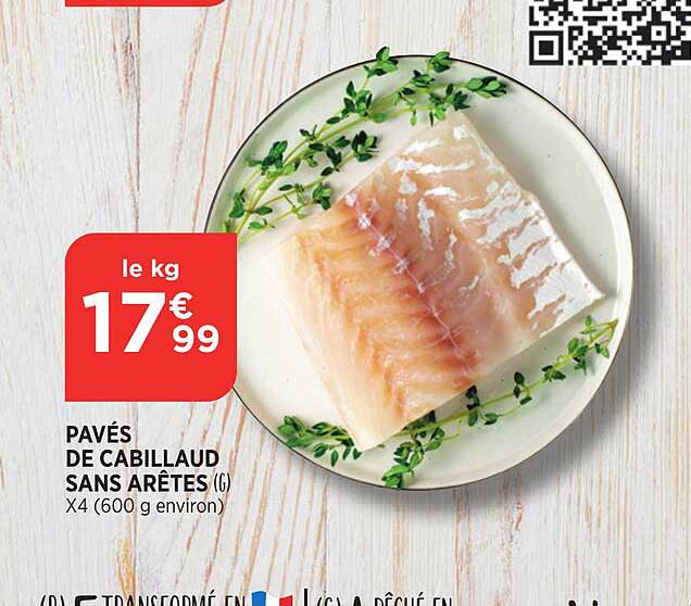 pavés de cabillaud sans arêtes