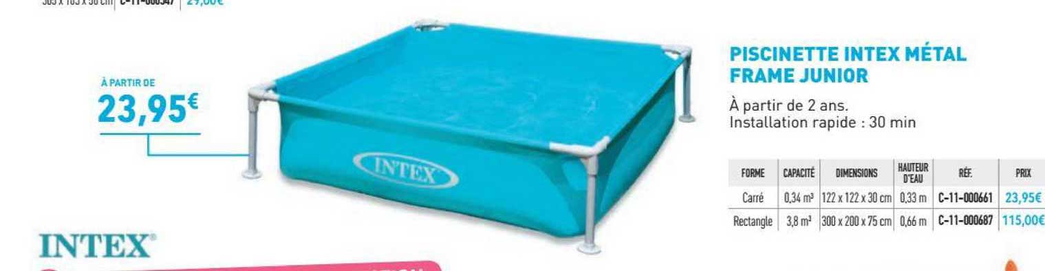 piscinette intex métal frame junior