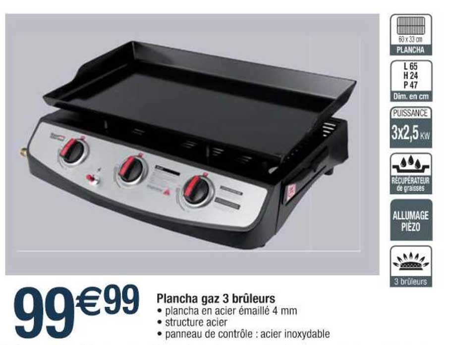 plancha gaz 3 brûleurs