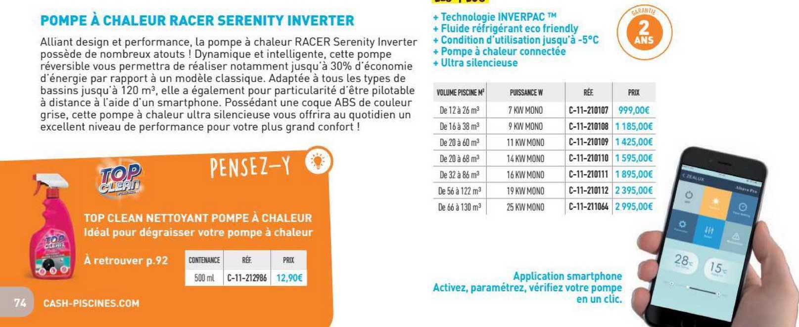 pompe à chaleur racer serenity inverter
